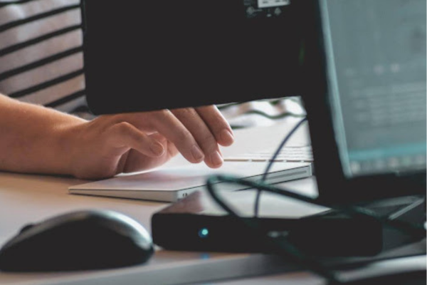 hand on a keyboard